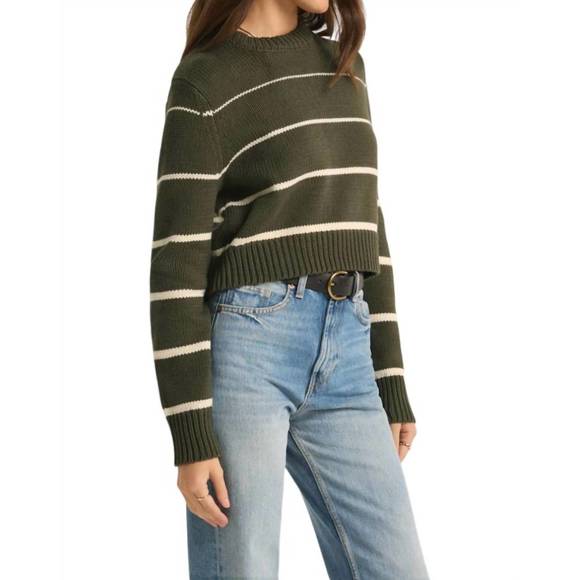 NEW Z SUPPLY milan stripe sweater in grape leaf - Picture 3 of 3